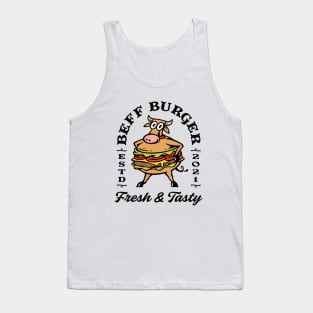 Mascot cow burger combination Tank Top